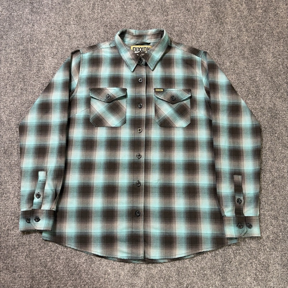 Dixxon Flannel Shirt Mens Large Blue Black Plaid Tortuga Long Sleeve Button Up